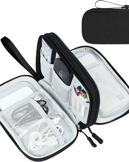 FYY Travel Organizer Pouch Electronic Accessories Carry Case Portable Waterproof Double Layers All-in-One Storage Bag for Cable, Cord, Charger, Phone, Pattern Black