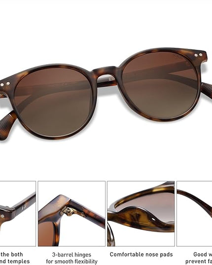 SOJOS Small Round Classic Polarized Sunglasses for Women Men Vintage Style UV400 Lens MAY SJ2113