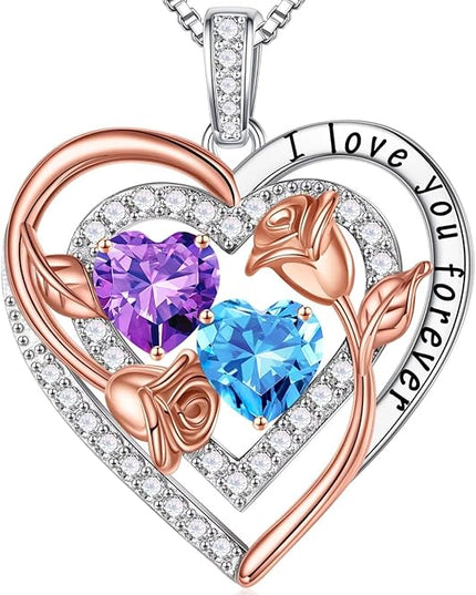 Iefil Christmas Gifts for Women - Sterling Silver Birthstone Necklace Anniversary Birthday Gifts for Her Wife Mom Daughter