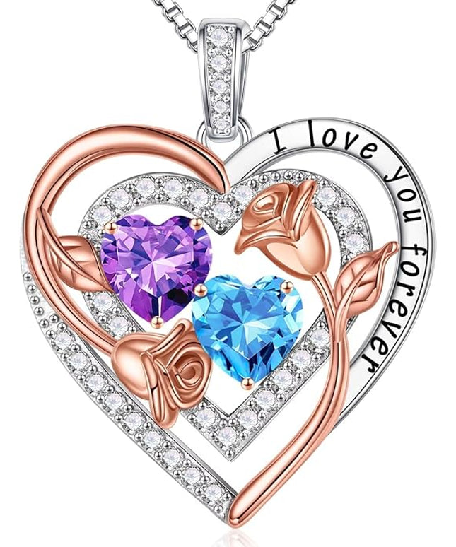 Iefil Christmas Gifts for Women - Sterling Silver Birthstone Necklace Anniversary Birthday Gifts for Her Wife Mom Daughter