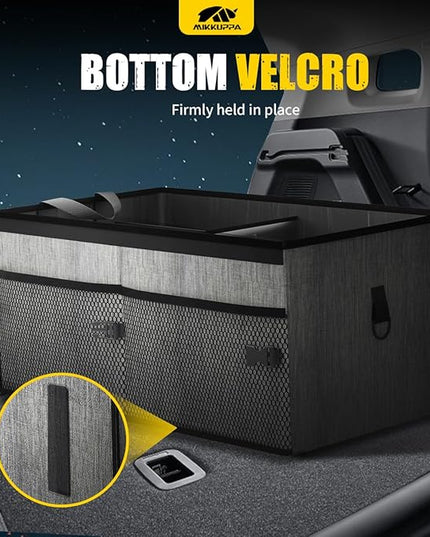 MIKKUPPA Car Trunk Organizer - 65L Collapsible Trunk Organizer with Lid, Sturdy Car Storage for SUV Auto Truck Van with Adjustable Straps and Non Slip Bottom (Gray)