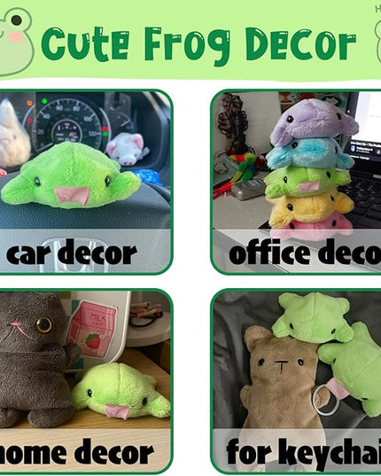 Agromusk Cute Frog Keychain,Kawaii Frog Plush Keychain,Green Frog Purse Bag Charms Funny Frog Decor Car Keys Gifts