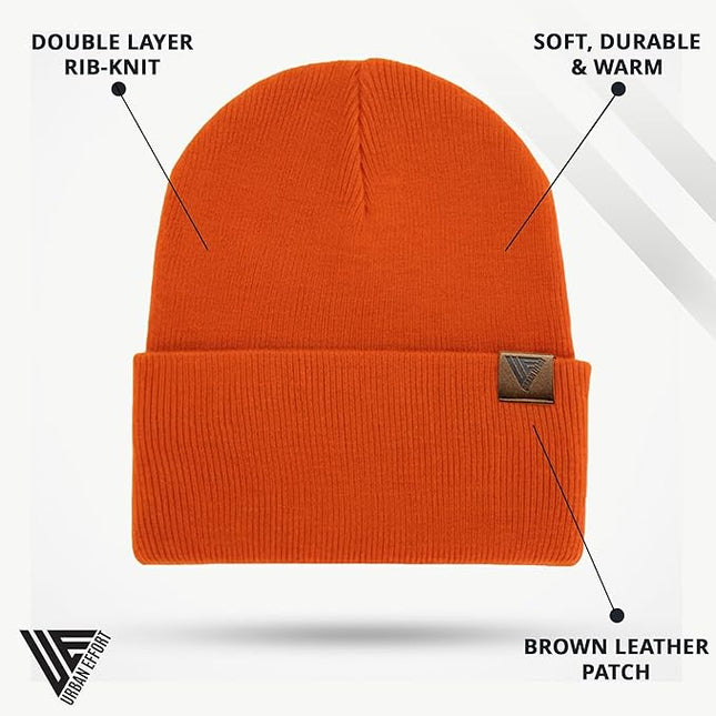 Urban Effort Beanie for Men Women – Warm Acrylic Unisex Knit Winter Hats for Men, Soft Stretch Fit, Classic Streetwear Style