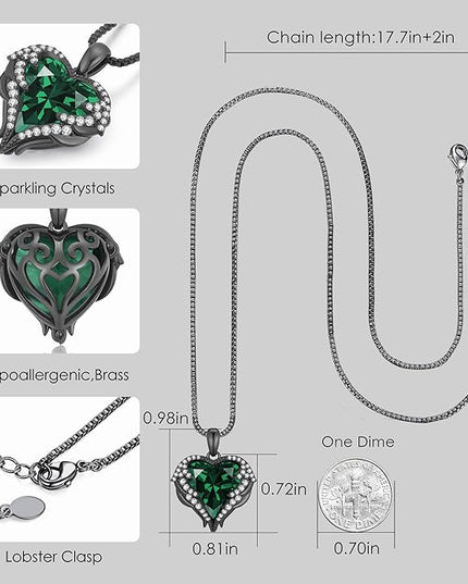 CDE Christmas Gifts for Women Angel Wings Necklace for Women with Birthstone, Love Heart Silver Tone/Gold Tone Pendant, Ideal Anniversary or Birthday Jewelry Gifts for Wife Girlfriend Her