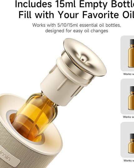Auto-Start/Stop 2-in-1 Car Diffuser, Waterless Essential Oil Diffuser & Auto Air Freshener for Home Aromatherapy, Cordless Adjustable Fragrance Diffuser Compatible with 5/10/15ml Bottles
