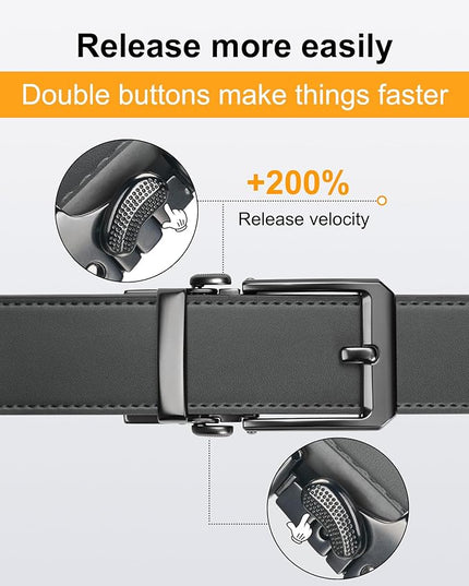 JUKMO 1.5" (38mm) Leather Ratchet Belt for Men in Gift Box