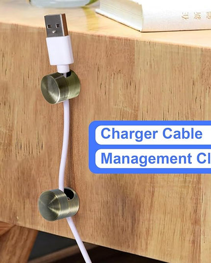 8 Sets Charger Holders for Cords, Antique Copper Color Adjustable Cable Anchor Holders, Adhesive Metal Cord Clips, Cable Management Wire Organizers for Desk, Office, Nightstand