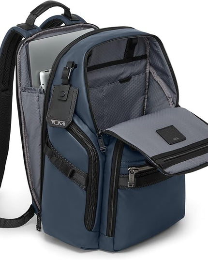 Tumi Mens Search Backpack Navy Coated Canvas One Size