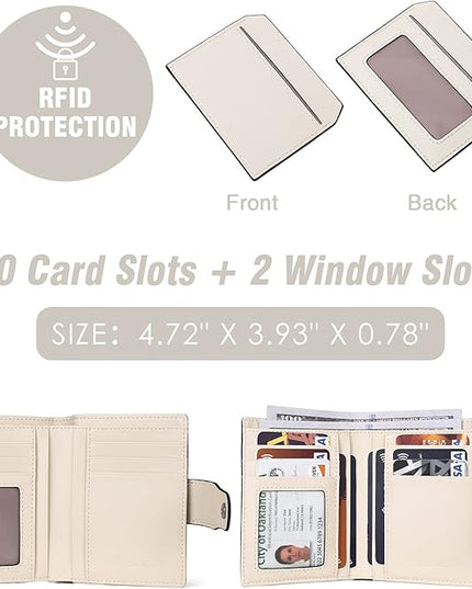 BOSTANTEN Women Leather Wallet RFID Blocking Small Bifold Zipper Pocket Wallet Card Case Purse with ID Window