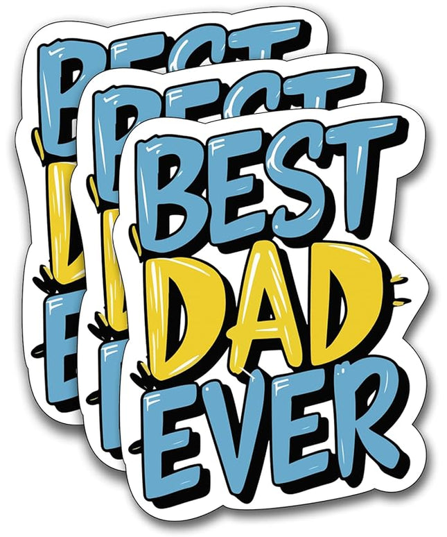 (3Pcs) Best Dad Ever Sticker, Decal Gifts Dad Decorate Books Laptop Phone Water Bottles Kindles Stickers Tumbler Sticker Waterproof Vinyl Decorate Sticker 2.5 x 3 Inch