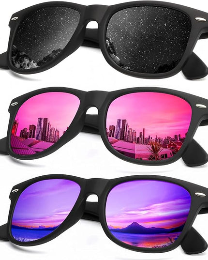 KALIYADI Polarized Sunglasses for Men and Women Matte Finish Sun glasses Color Mirror Lens UV Blocking (3 Pack)