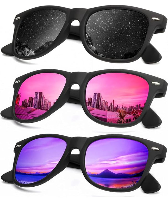 KALIYADI Polarized Sunglasses for Men and Women Matte Finish Sun glasses Color Mirror Lens UV Blocking (3 Pack)