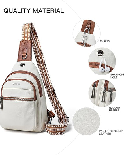 Sling Bag For Women Faux Leather Small Casual Daypack Backpack Fanny Pack Crossbody Chest Bags Purse