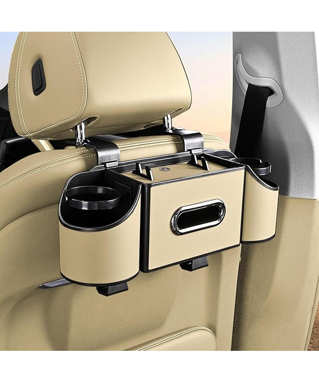 Back Seat Car Organizer,4 in 1 Multifunctional Car Back Seat Storage Box with Drink Cup Holder Tissue Box, for Hold Phone,Snacks, Drinks, Handbag-Meter