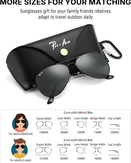 Pro Acme Classic Aviator Sunglasses for Women & Men Glass Lens Metal Frame UV400 Driver Sunglasses