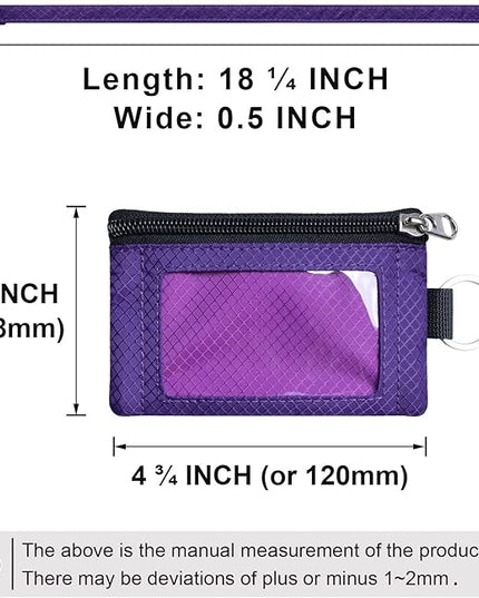 Minimalist RFID Blocking Small Wallet with ID Window,WaterResistant Zip Id Case Wallet with Lanyard Keychain for Cards,Cash,Travel,Women,Men