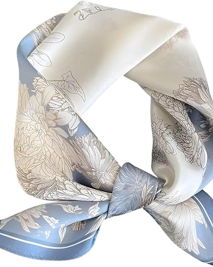 100% Mulberry Silk Scarf for Women Hair Lightweight Square Neckerchief Wrap For Head Scarves 21"