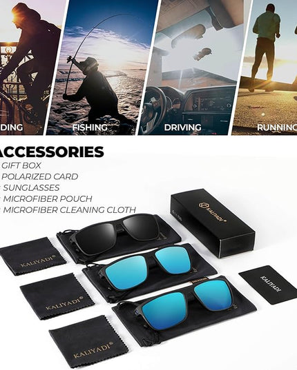 KALIYADI Polarized Sunglasses for Men, Lightweight Sun Glasses with UV Protection for Driving Fishing Golf