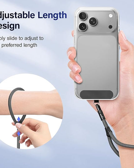 Dadanism Phone Wrist Strap, Universal Adjustable Hand Wrist Strap Lanyard for iPhone 17 and Most Smartphones, Multifunctional Patch Lanyard with Phone Tether Tab for Women and Men, Space Gray