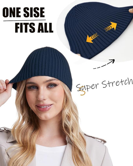 choshion Wool Knit Fisherman Beanie Hat for Men Women,Cuffless Warm Short Cuff Beanies Toboggan Ski Hats Winter Skull Cap