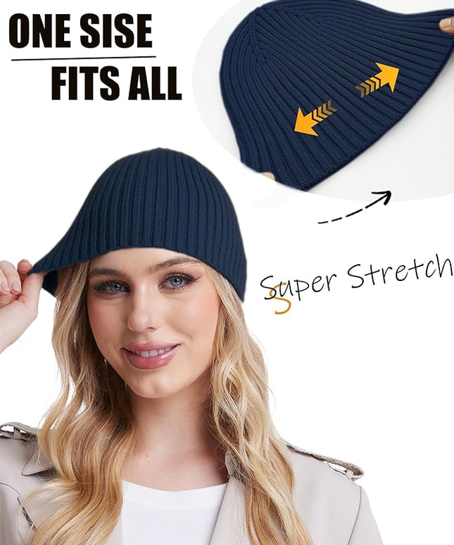 choshion Wool Knit Fisherman Beanie Hat for Men Women,Cuffless Warm Short Cuff Beanies Toboggan Ski Hats Winter Skull Cap