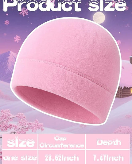 6 Pcs Fleece Skull Cap Men Fleece Beanie Winter Watch Hat Warm Polar Beanie Cap Thick Windproof Unisex for Outdoor Exercising
