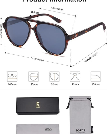 SOJOS Classic Polarized Aviator Sunglasses for Women Men, Retro Trendy Aviators Shades SJ2201