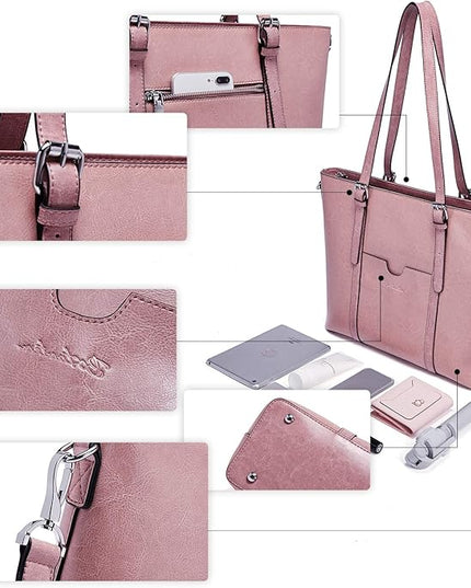 BOSTANTEN Leather Laptop Bag Work Tote for Women Shoulder Handbag Briefcase 15.6 inch Satchel Computer Bag