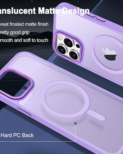 Hython Case for iPhone 15 Pro Max Case Magnetic Translucent Matte Phone Cases 6.7" [Compatible with MagSafe] Thin Slim Fit Shockproof Bumper Hard Protective Cover for Women Men Girls, Light Purple