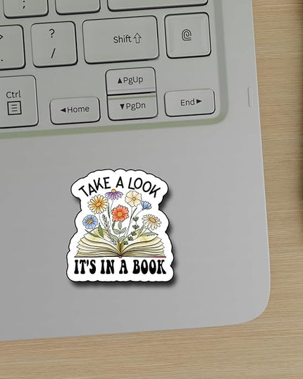 (3Pcs) Take a Look It's in a Book Sticker, Decorate Books Laptop Phone, Water Bottles Kindles Stickers, Tumbler Waterproof Vinyl Decorate Sticker 3" Inch