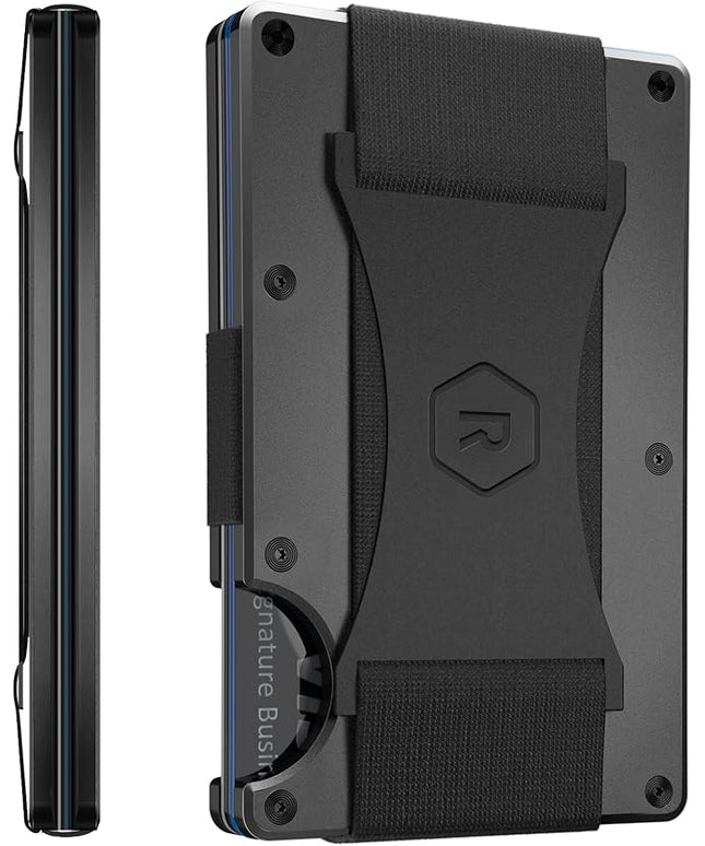 Ridge Wallet for Men - Slim Minimalist Compact Wallet and Card Holder, RFID Protected Front Pocket Wallets for Men with Integrated Cash Strap (Gunmetal)