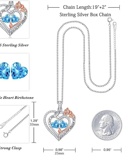 Iefil Christmas Gifts for Wife Women - 925 Sterling Silver Double Birthstone Necklace, Anniversary Birthday Gifts for Women, Jewelry Gift for Wife Girlfriend Mom Her