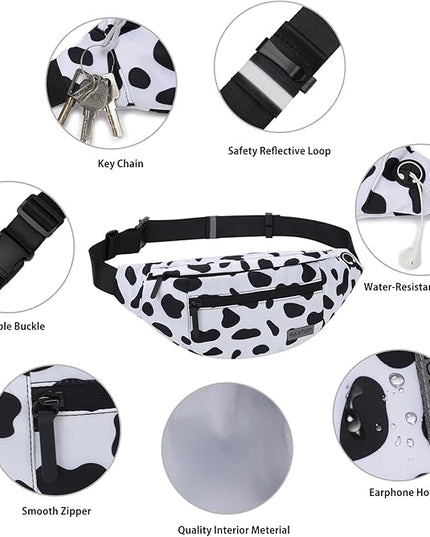 MAXTOP Large Crossbody Fanny Pack with 4-Zipper Pockets,Gifts for Enjoy Sports Festival Workout Traveling Running Casual Hands-Free Wallets Waist Pack Phone Bag Carrying All Phones