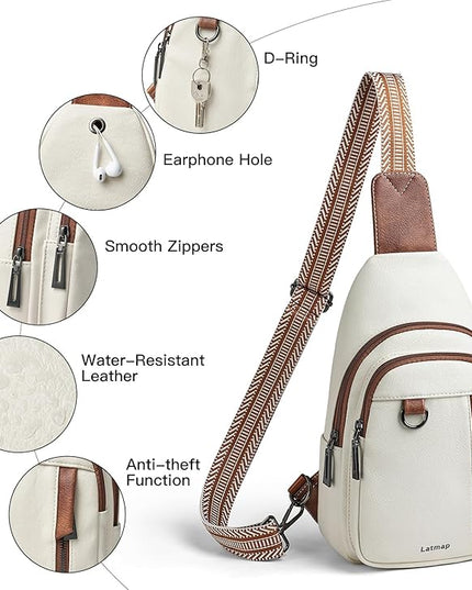 7L Sling Bag for Women Men Leather Small Sling Backpack Daypack Anti Theft Fanny Pack Crossbody Purse Travel