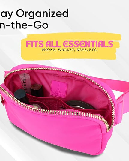 Hot Pink Belt Bag for Women & Girls – Stylish Fanny Pack, Crossbody Waist Bag, Fashionable Everywhere Belt Bag, Trendy Cross Body Fanny Pack for Travel & Daily Use
