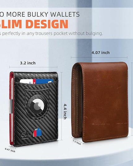 Zitahli Men's Wallets Airtag Holder Slim Rfid Leather with Gift Box