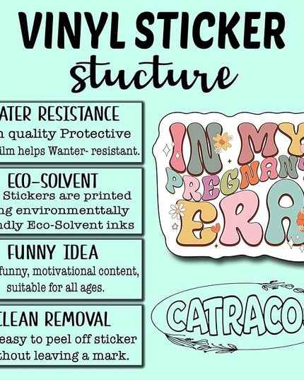 (3Pcs) in My Pregnant Era Sticker, Decal Gifts Decorate Books Laptop Phone Water Bottles Kindles Stickers Tumbler Sticker Waterproof Vinyl Decorate Sticker 3" Inch