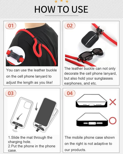 project-cb Cell Phone Lanyard ×1, Tether Tab ×2, Universal Adjustable Phone Strap, Crossbody, Neck Phone Lanyard, Rope Strap