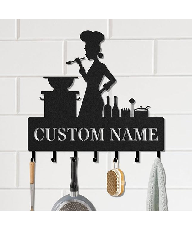 LOWACOS Personalized Key Holder for Wall, Custom Metal Kitchen Key Hooks with Name, Meta Jacket Holder Hooks Organizer Rack, Jacket Hanger Decor for Kitchen, Entryway, Hallway, Office, Doorway