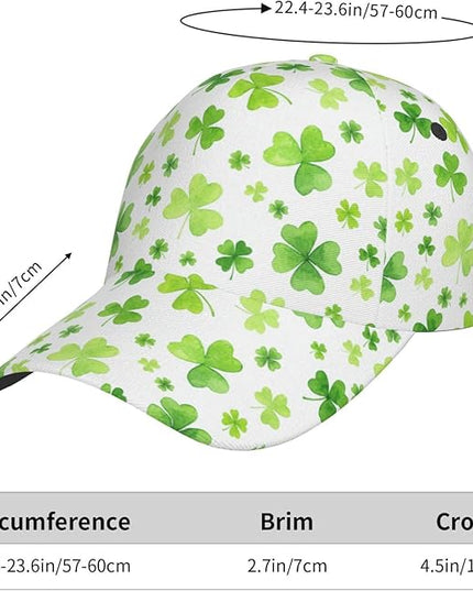 St. Patrick's Day Baseball Cap, Irish Green Clover Trucker Hat for Men Women, Fashion Adjustable Sun Visor Dad Hat