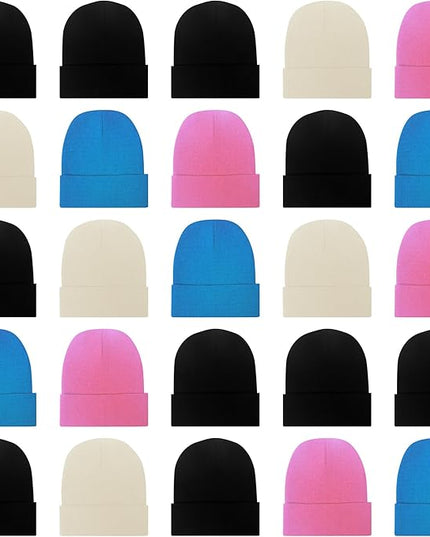 LYDTICK 25 Pack Winter Beanie Hats Bulk for Men Women, Wholesale Knit Beanies Cold Weather Skull Caps