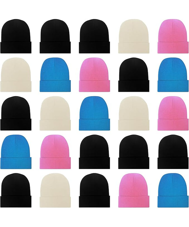 LYDTICK 25 Pack Winter Beanie Hats Bulk for Men Women, Wholesale Knit Beanies Cold Weather Skull Caps