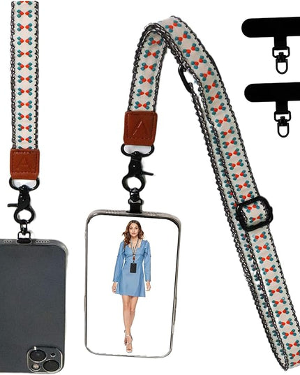 Adjustable Lanyard for Phone, Camera, Name Tags, ID card, Keychain and Wristlet Straps with 2 phone pads(Black)