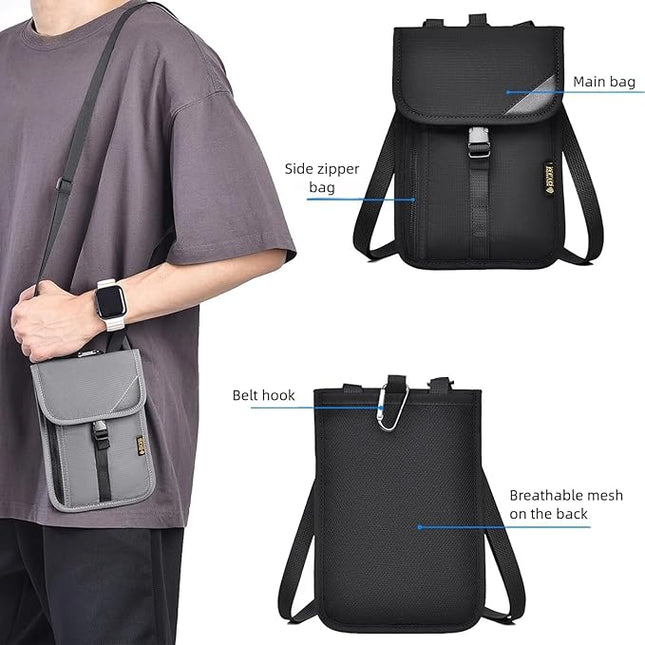 Passport Holder for Travel Pouch Neck Wallet for Traveling Women Men with RFID Blocking Waterproof and Slim Neck Pouch Adjustable Neck Strap (Z-Grey)