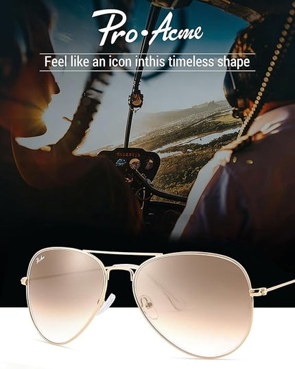 Pro Acme Classic Aviator Sunglasses for Women & Men Glass Lens Metal Frame UV400 Driver Sunglasses