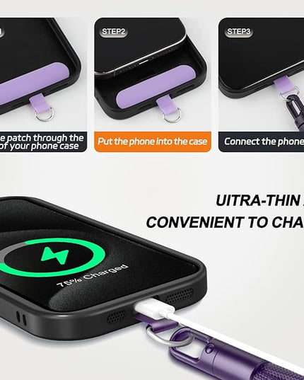 3 Pack Phone Lanyard,1×Phone crossbody strap,1×Phone Neck Strap,1×Wrist Strap,3×Tether Tabs,Universal Cell Phone Multifuctional Patch Polyester Lanyards(Purple)
