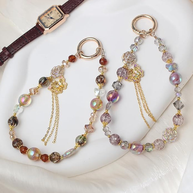 Beaded Phone Wrist Strap,Crystal Keychain Wristlet,Camera Strap Wrist,Cute Phone Chain Wristlet Purse Bag Charms