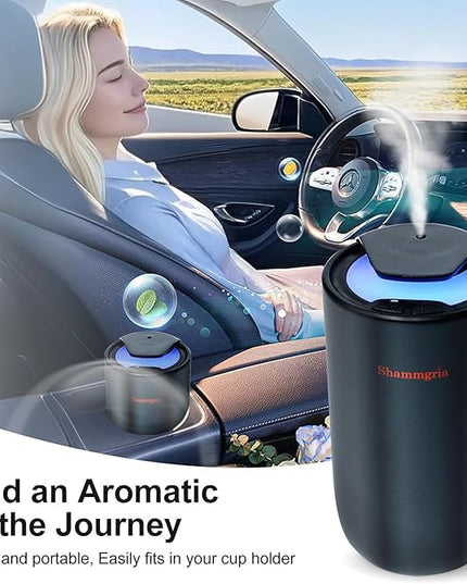 Car Air Diffuser Essential Oil Aromatherapy Scent Diffuser with 3 Mist Levels & LED Lights for Car, Room, Studio, Office- Black