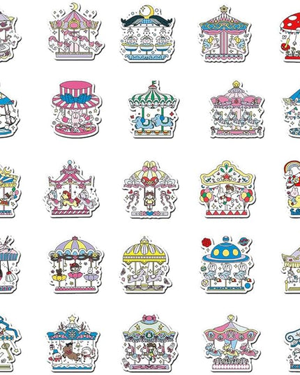 Carousel Stickers for Kids Teens Girls Boys |50 Pcs| Popular Waterproof Stickers for Laptop Phone Tablet Luggage Water Bottle Flasks Cup Bike Notebook,Trendy Vinyl Decals Pack(50Pcs-Carousel)