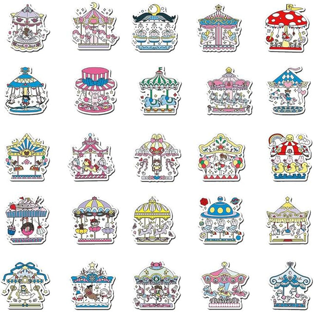 Carousel Stickers for Kids Teens Girls Boys |50 Pcs| Popular Waterproof Stickers for Laptop Phone Tablet Luggage Water Bottle Flasks Cup Bike Notebook,Trendy Vinyl Decals Pack(50Pcs-Carousel)